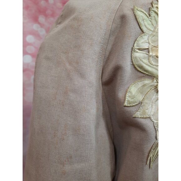 Vintage Fairy Boho Romantic Jacket Long Coat Womens M Beige Tree Floral Artsy - Picture 10 of 13